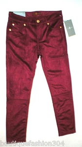 New Girls Jeans Skinny 7 for all mankind 12 NWT Pants Red Velour Velvet Leggings - Picture 1 of 4