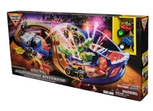 NEW Monster Jam Supercharge Speedway 46-inch Long Playset with 2 Monster Trucks - Picture 1 of 5