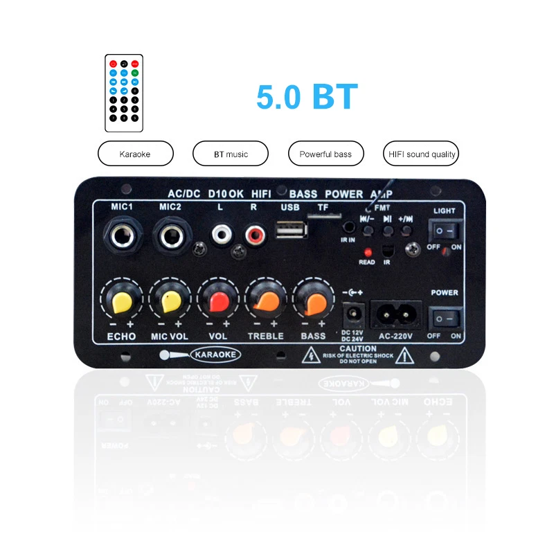 Blue-tooth 5.0 Board 400W Karaoke Subwoofer Verstärker AMP Modul Dual Mikrofon - Bild 1 von 4