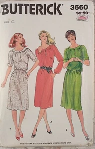 BUTTERICK 3660 VTG 80s Dress Top Skirt Loose Raglan Elastic 16 18 20 UNCUT Sew - Picture 1 of 7