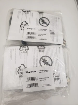 TARGUS ASP65GLX Targus DEFCON N-KL Mini Keyed Cable Lock - Black Silver Lot of 2 - Image 1 of 4