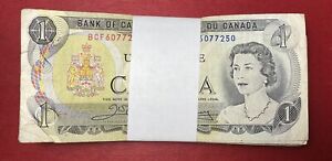 1973 Bank Of Canada 1$ Bundle Of 100 Mixed Prefix Banknotes - F/VF -