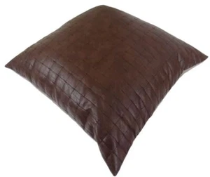 Cushion Cover Leather Pillow Throw Hair Decorative Genuine Decor Rug Brown 6 - Picture 1 of 3