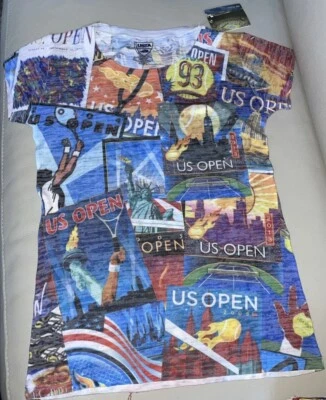 CAMISETA MUJER US OPEN TENIS COLLAGE ESTAMPADO - LOGO GRAND SLAM USTA talla XS nueva con etiquetas Foto 1 de 4