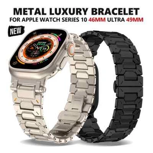New 2024 Rugged Armor Metal Link Bracelet For Apple Watch Band Ultra 2 Series 10 - Picture 1 of 18