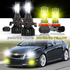 For Chevy Cruze 2011-2015 4x LED Headlight Hi/Low + Fog Light Bulbs White/Yellow - Foto 1 di 16