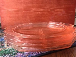 4 Princess Pink Depression Glass Divided Grill 10-1/2" Dinner Plate w/handles - Picture 1 of 12