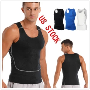 Mens Compression Vest Tank Tops Quick Dry Running Sports Sleeveless T-Shirts - Picture 1 of 37