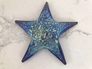 Alan Fox Australian Art Glass Cobalt Blue Starfish With Textured Gold 1995 - Picture 1 of 8