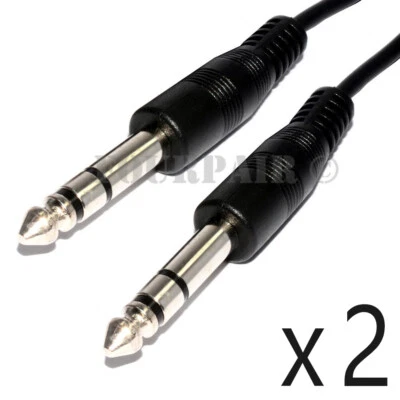 2 PACK - 6ft STEREO TRS 1/4" to 6.3mm MALE BALANCED AUDIO PA DJ PATCH CABLE CORD
