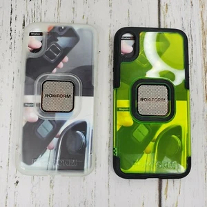 RokForm iPhone X Cases Neon Green and Clear Cell Phone New Open Box Lot Of 2 - Picture 1 of 5