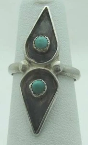 VINTAGE SOUTHWESTERN ESTATE HANDGEFERTIGTER TÜRKIS STERLINGSILBER RING, GR. 4,75 - Bild 1 von 6
