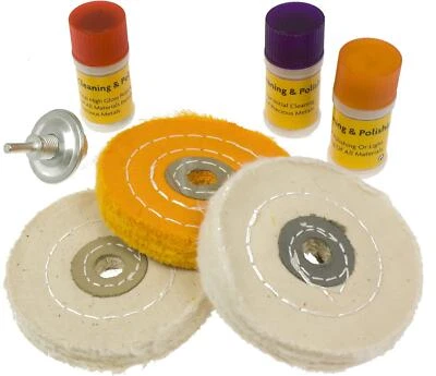 METATELL Metal Cleaning Polishing Buffing Wheel & Compound Polish Kit for Drill 7 Pcs Set
