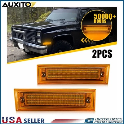 LED Signal Side Marker Lights Amber For 81-91 GMC Chevy R1500 R2500 R3500 Pickup - Image 1 of 4