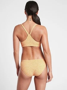 Athleta High Neck JACQUARD BIKINI TOP Micro Cheetah Abyssinian/ White MEDIUM M - Picture 1 of 3