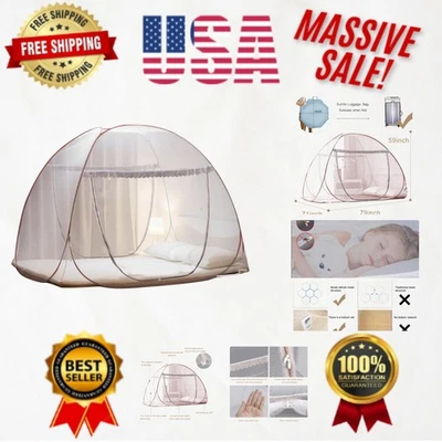 Barraca mosquiteiro dobrável - Proteção de cama segura e elegante para famílias - Imagem 1 de 4