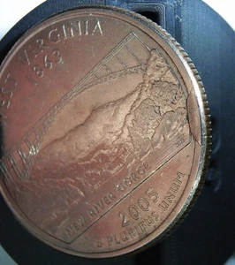 2005 P WV state quarter error, reverse K4 CUD die break - Picture 1 of 7