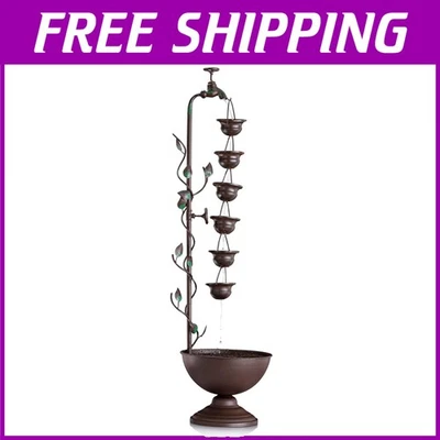 Soothing 6-Tier Outdoor Fountain with Hanging Cups - Relaxation & Style Combined - image 1 of 4