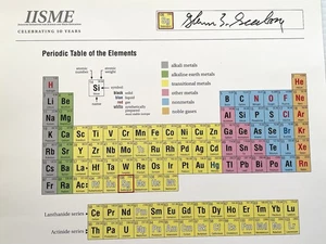 PERIODIC TABLE OF THE ELEMENTS CHART SIGNED BY DR. GLENN T. SEABORG  VERY RARE - Picture 1 of 10