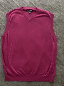 Kenneth Roberts Platinum Sweater Vest Mens Large Burgundy Silk Blend Lightweight - Picture 1 of 4