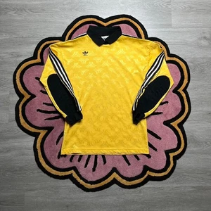 Camiseta de fútbol vintage de portero con logotipo bordado Adidas años 90 talla pequeña amarilla - Imagen 1 de 5