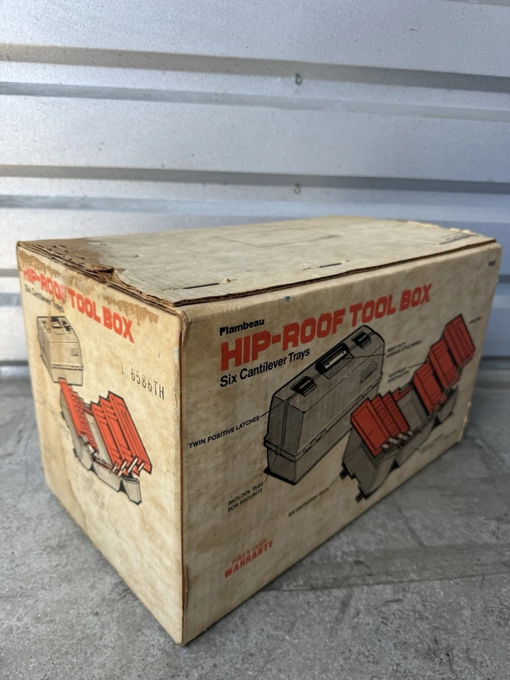 Caja de herramientas Flambeau 6 bandejas techo cadera sellado de fábrica 1983 vintage Foto 1 de 4