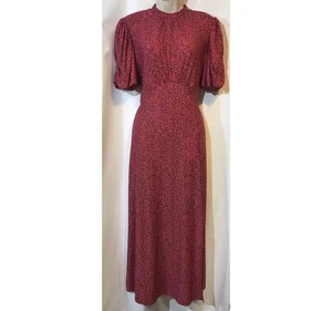 New NEXT Size 14 Pink Animal Print Short Puff Sleeve Midi Day Dress Summer - Picture 1 of 20