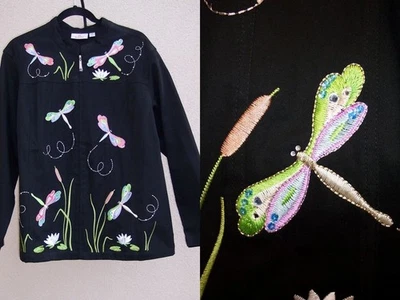 Quacker Factory NEW Dragonfly Jacket Plus Size 1x Embroidered gem SPRING topper - Image 1 of 4