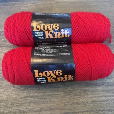 Lote de tintura de fio Love Knit Luxury 7812, 2 unidades 4 oz vermelho chama 100 acrílico VTG NOS - Imagem 1 de 4