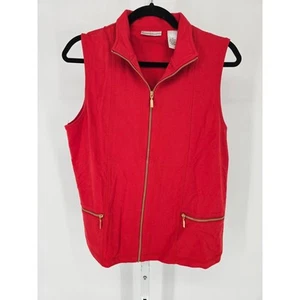 Draper's & Damon's Women's Red Full Zip with Gold Pocket Zipper Vest Size M - Picture 1 of 4