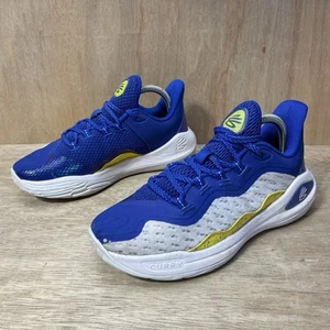 Under Armour Curry Flow 11 Shoes Youth Size 5.5 Blue White Yellow Dub Nation - Picture 1 of 13