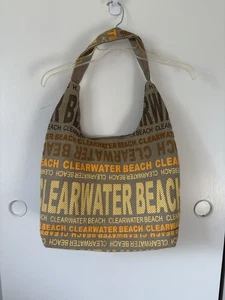 Clearwater Beach Canvas Tote Bag Brown and Orange By Robin Ruth - Picture 1 of 9