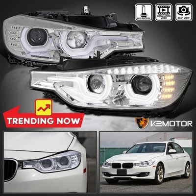 Fits 2012-2015 BMW F30 320i 328i 335i LED U Halo HID Type Projector Headlights - Image 1 of 4
