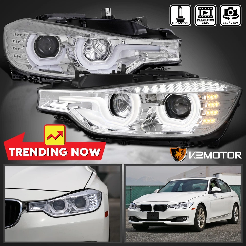 Fits 2012-2015 BMW F30 320i 328i 335i LED U Halo HID Type Projector Headlights Foto 1 de 4