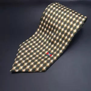 Vintage Gucci 100% Silk Tie Italy Geometric Green Diamond 58”L  3.75"W  - Picture 1 of 4