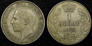 Jugoslavia Alessandro I nichel-bronzo 1925 1 dinaro KM# 5 (24 530) - Foto 1 di 3