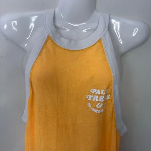 PINK Victoria's Secret Logo Tank Top Palmen ärmellos gelb Gr. S - Bild 1 von 9