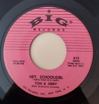 Tom & Jerry (Simon & Garfunkel) HEY, SCHOOLGIRL (ROCK45)#613 PLAYS VG++ NO NOISE - Image 1 of 4
