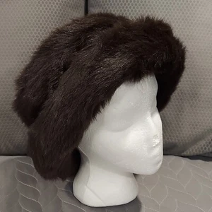 BETMAR NEW YORK Faux Fur Hat DARK BROWN Velveteen Winter Nordic Princess Vintage - Picture 1 of 8