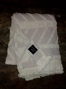 Sackcloth & Ashes Mauve Chenille Tufted Fringed Cotton Throw Blanket 54x70 - Picture 1 of 10