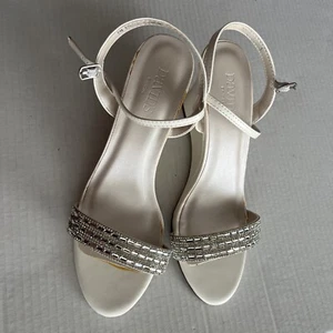 David’s Bridal Shoes Women 9 Sharene Ivory Gem Strap Wedge - Picture 1 of 7