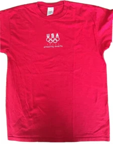 USA Olympics Amazing Awaits K1 Kayak Red Cotton Tshirt Mens Size L - Picture 1 of 5