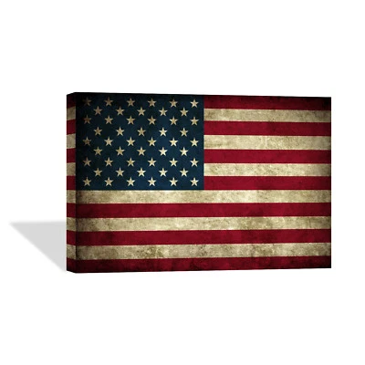 United States of America Flag Vintage Canvas Print Decorative Wall Art Modern  - Image 1 of 4