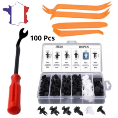 Outils de Démontage Garniture Intérieure Voiture + 100 Clips Fixation Universel