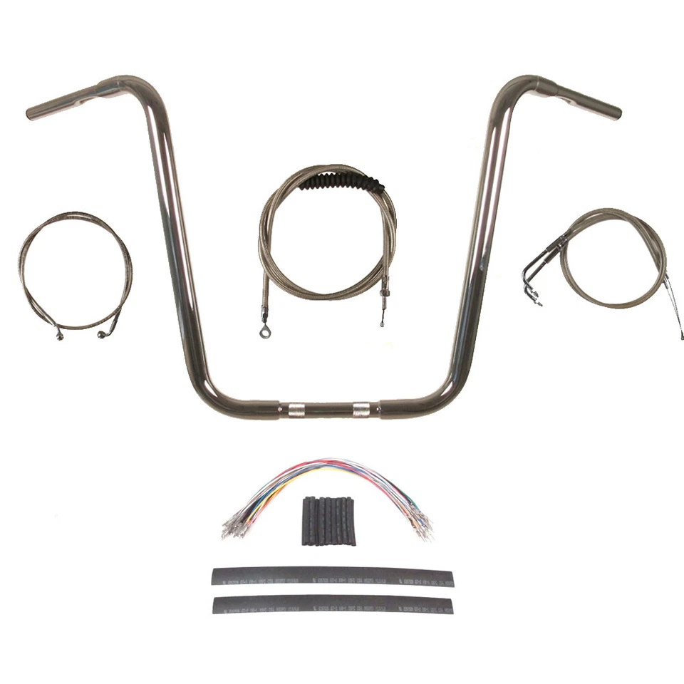 Kit de manillar Ape Hanger 1 1/4" cromado 18" 2006-2011 Harley-Davidson Dyna Foto 1 de 2