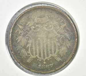 TWO CENT - 1867 US TWO 2 Cent Piece  - Picture 1 of 2