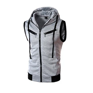 Outwear Soft Comfortable Sleeveless Hooded Vest Cotton Blend - Picture 1 of 12