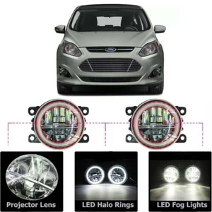 LED Fog Light Kit Angel Eye Rings DRL Daytime Running Lamp Fit For Ford C-max - Picture 1 of 1