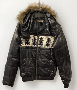 Billabong Juniors Size XL Black Puffer Jacket With Removable Hood Faux Fur Trim - Picture 1 of 9