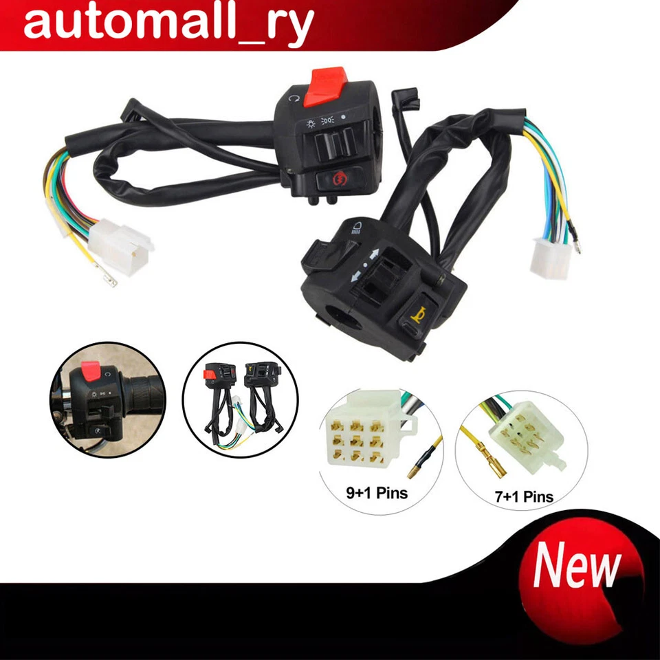 2X Motorcycle 7/8in Handlebar Horn Turn Signal Light Start Button Control Switch - Image 1 of 4